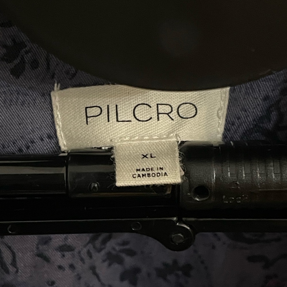 XL Anthropologie Pilcro Gun Metal Gray Velvet Button down Shirt Boho